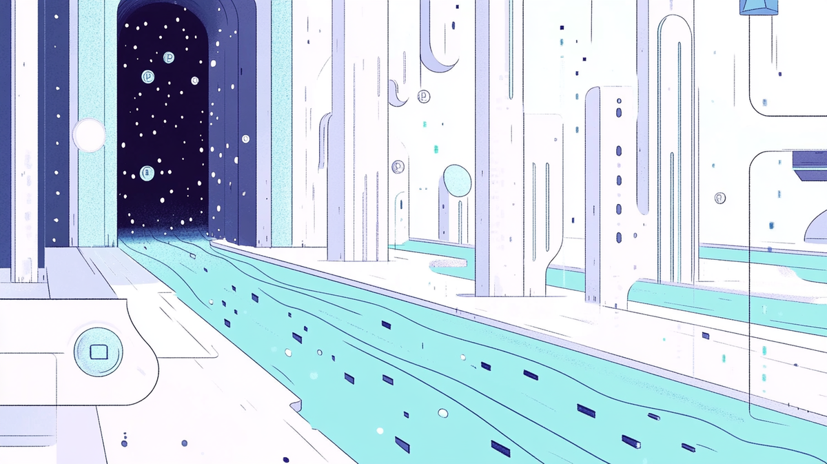 Glowing reservoir of tokens being deposited into a digital vault